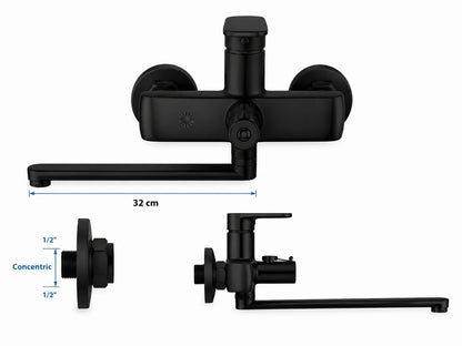 Baterie de cada cu pipa lunga, alama, fara set de dus, negru RV3207B