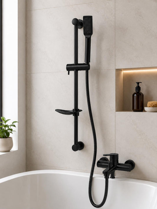 Set dus cu suport culisant si para minimalista, negru RV8888163B
