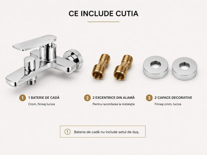 Baterie de cada, alama, fara set de dus, crom RV6105C