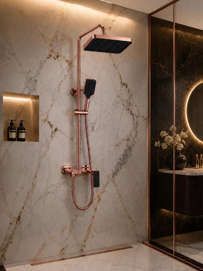 Coloana de dus, baterie incorporata, tip pian, alama, rose-gold  RV140R