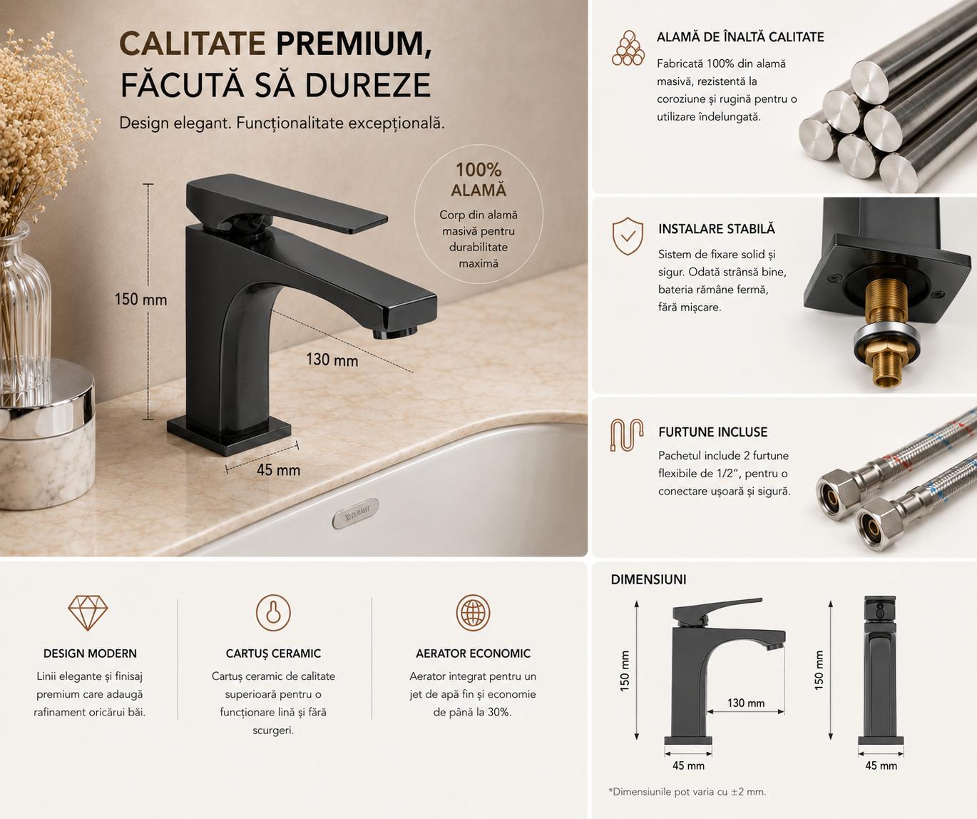 Baterie pentru lavoar, alama, gri RV1401G