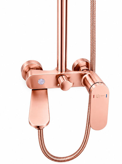 Coloana de dus, baterie incorporata,pipa pivotanta, alama, rose-gold  RV16519R
