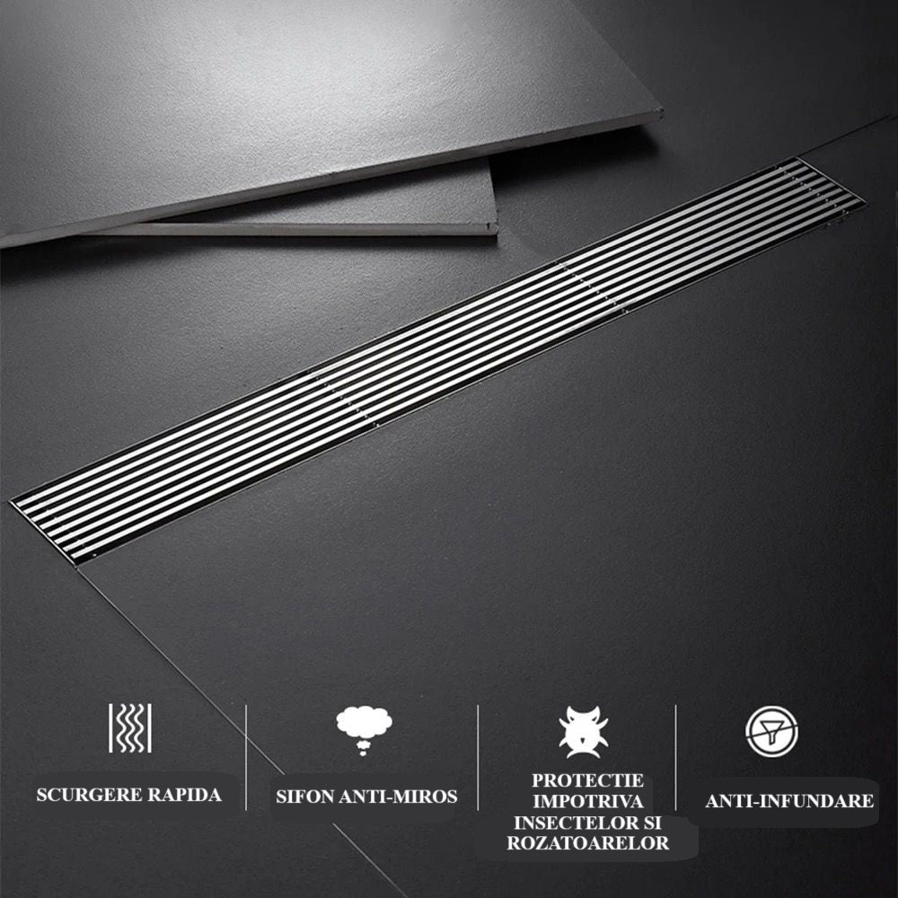 Rigolă duș liniară, inox 304, 57x500mm, satin RV8888103