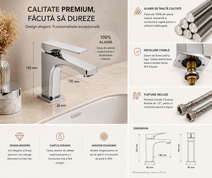 Baterie pentru lavoar, alama, crom RV1401C