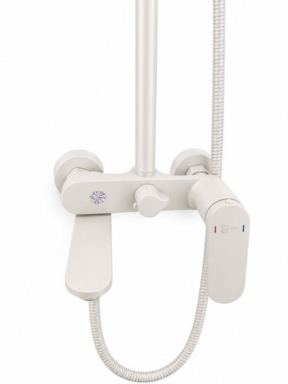 Coloana de dus, baterie incorporata,pipa pivotanta, alama, alb  RV16519W