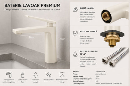 Baterie pentru lavoar, alama, alb RV6101W