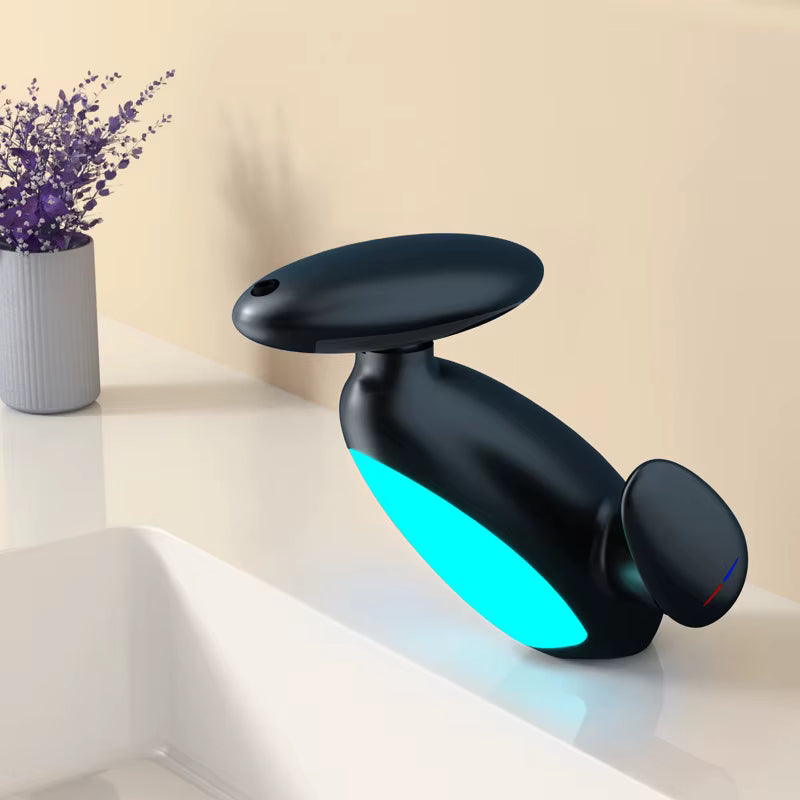 Baterie Chiuveta Baie, 4 Tipuri de Jet, Cap Retractabil, Iluminare Led, Control Inteligent al Apei, Negru  RVFH3435B