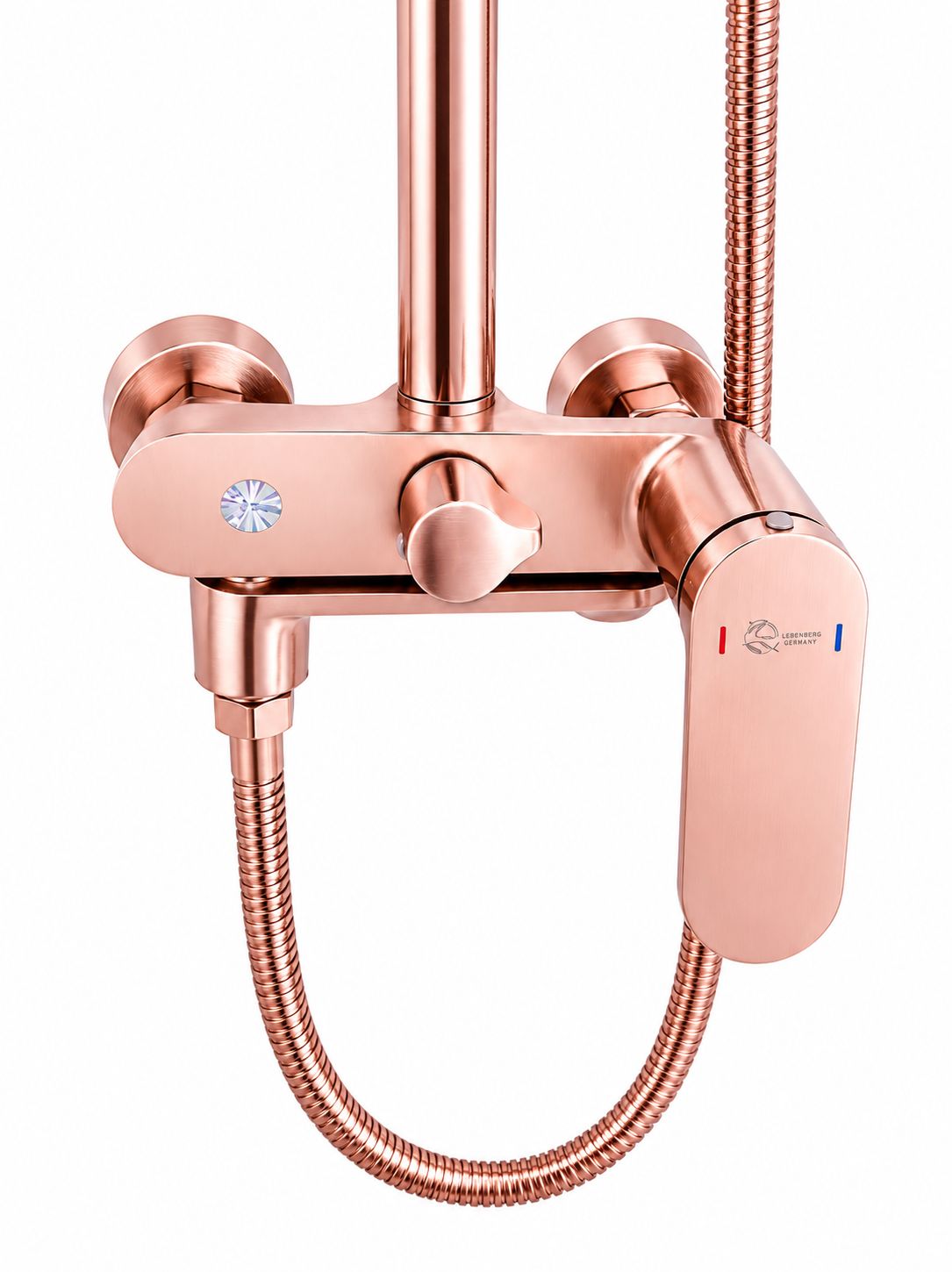 Coloana de dus, baterie incorporata,pipa pivotanta, alama, rose-gold  RV16519R