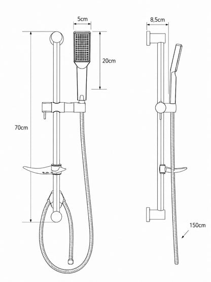 Set dus cu suport culisant si para minimalista, argintiu RV8888163C