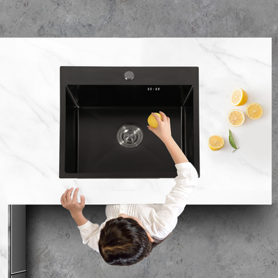 Chiuveta de bucatarie, otel inoxidabil, 60x45 cm, negru RV888817