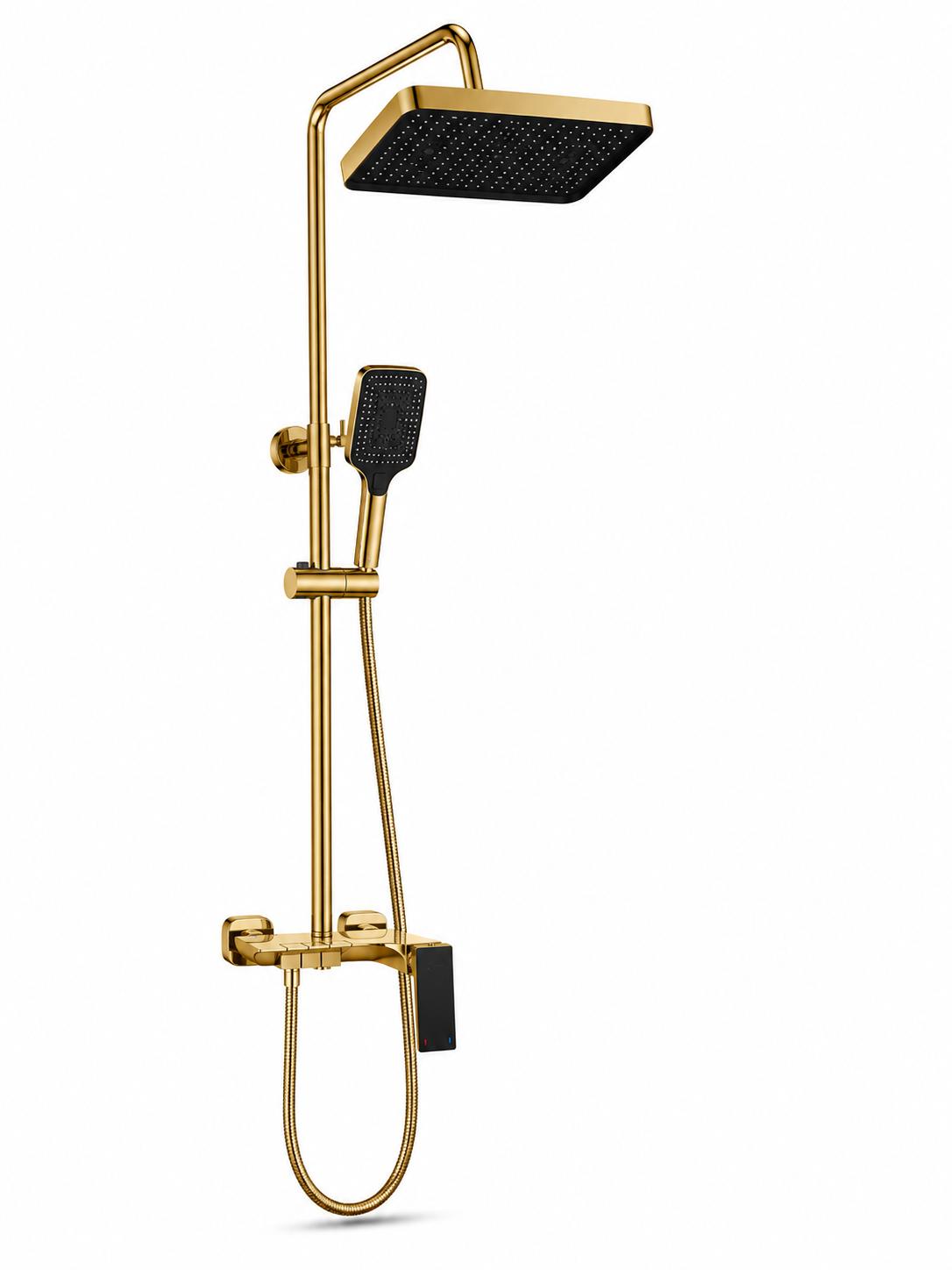 Coloana de dus, baterie incorporata, tip pian, alama, auriu lucios  RV140GOLD
