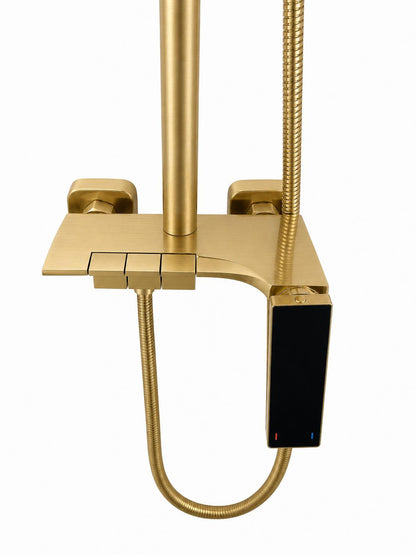 Coloana de dus, baterie incorporata, tip pian, alama, auriu periat  RV140BG