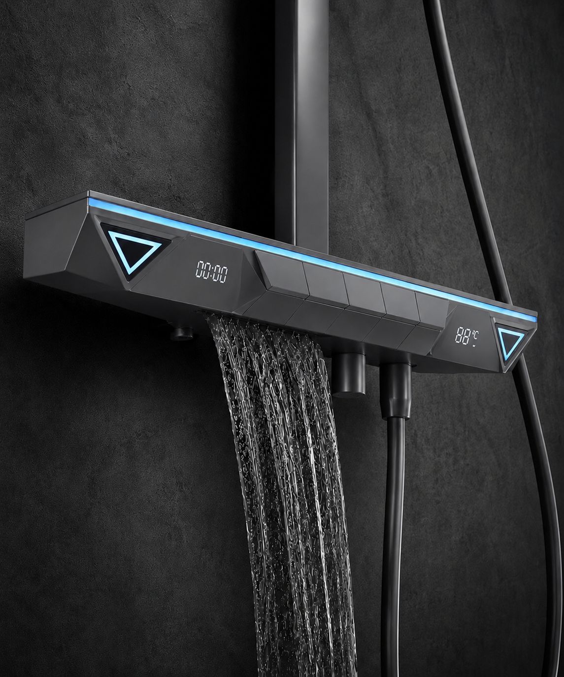 Coloana de dus, Termostat, Afișaj Digital și Lumini LED Autonome, inox, gri RVL31502G