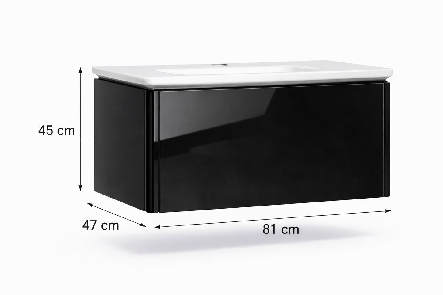 Set mobilier baie, PVC, 80x46x45cm, negru     RVC2004B