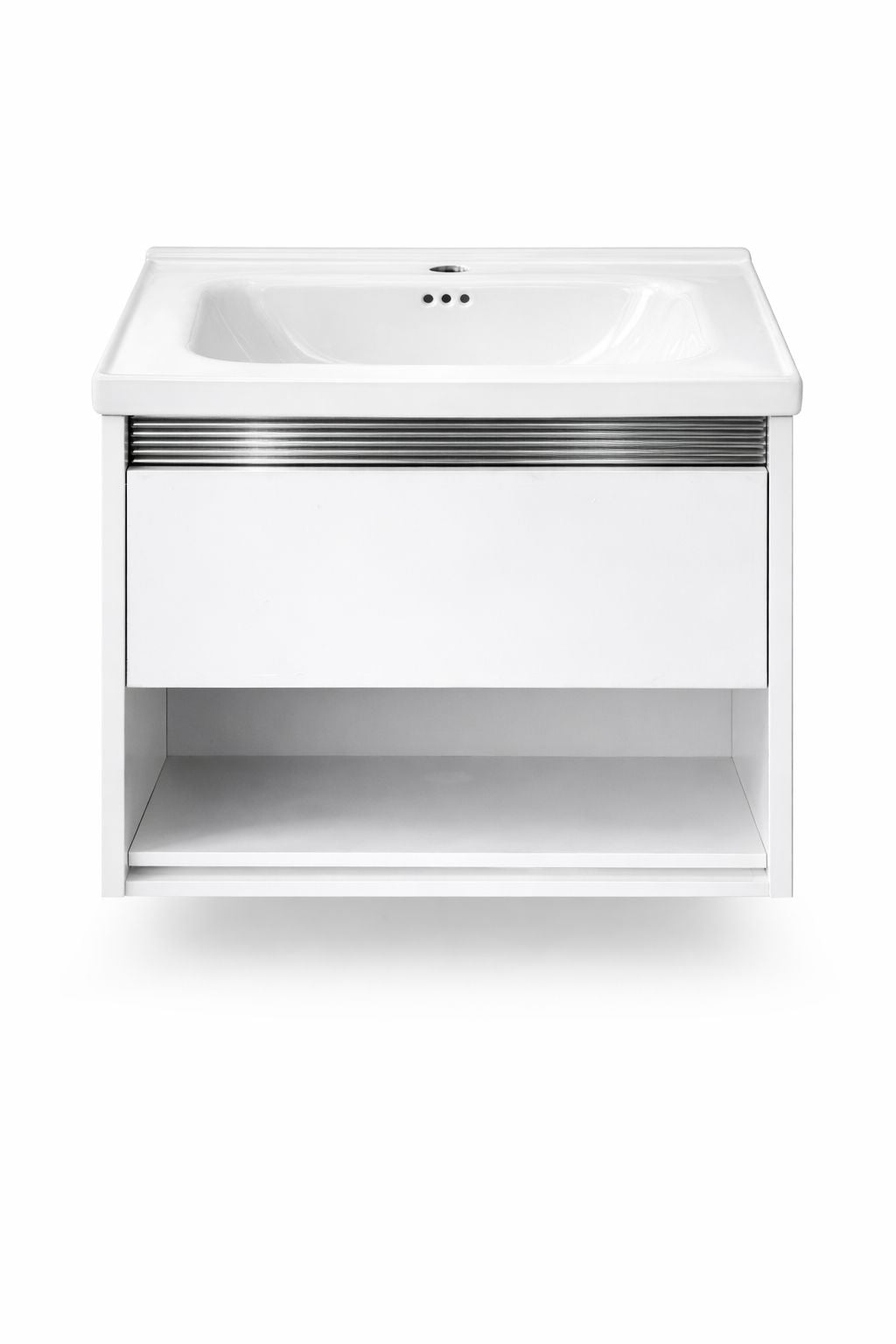 Set mobilier baie, suspendat, 70x47cm, sluminiu, sertar compartimentat, dulap oglinda 65x68x11cm, LED cu senzor, alb