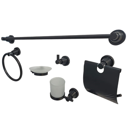 Set 6 piese accesorii baie, aluminiu, negru RV888832