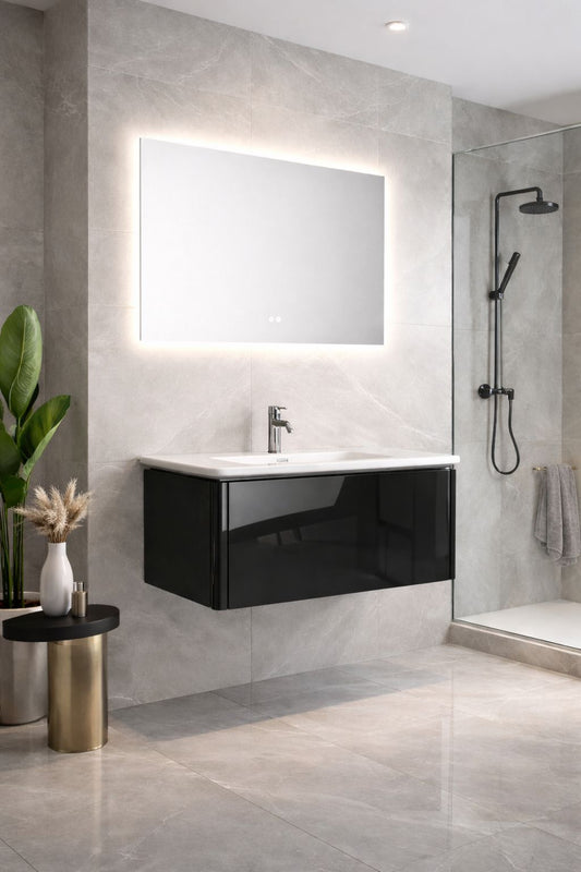 Set mobilier baie, PVC, 80x46x45cm, negru     RVC2004B