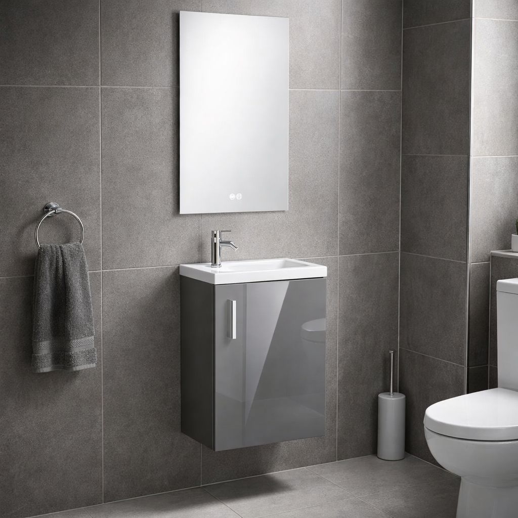 Set mobilier baie, PVC, 40x20x55cm, gri    RVH24-400G