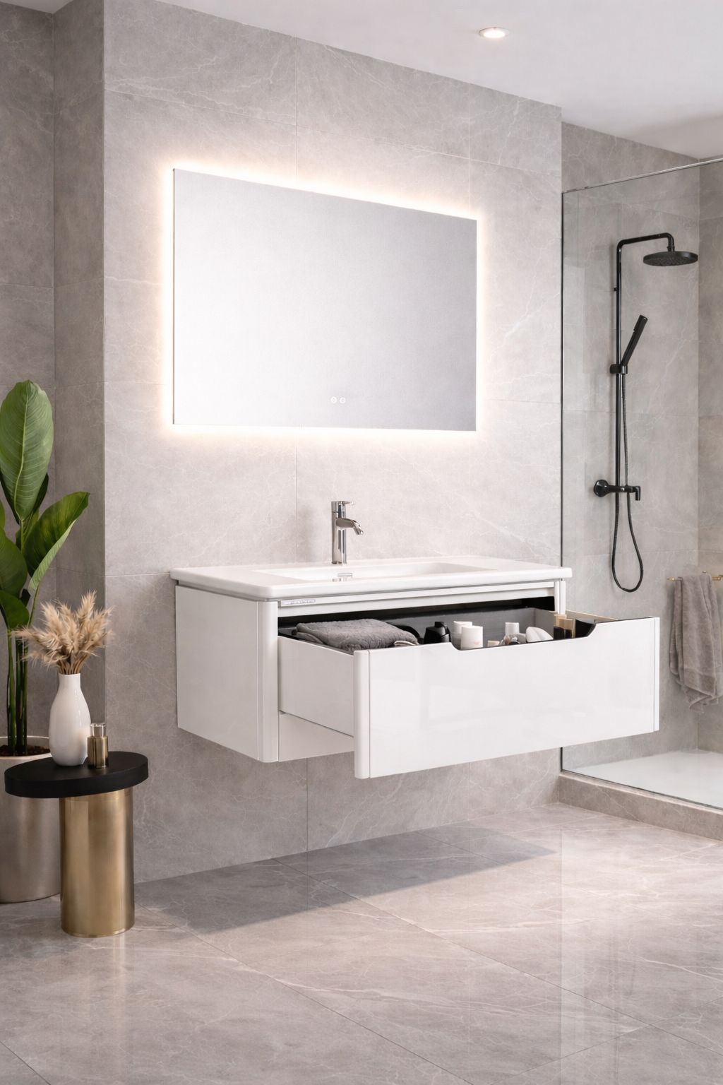 Set mobilier baie, PVC, 80x46x45cm, alb     RVC2004W