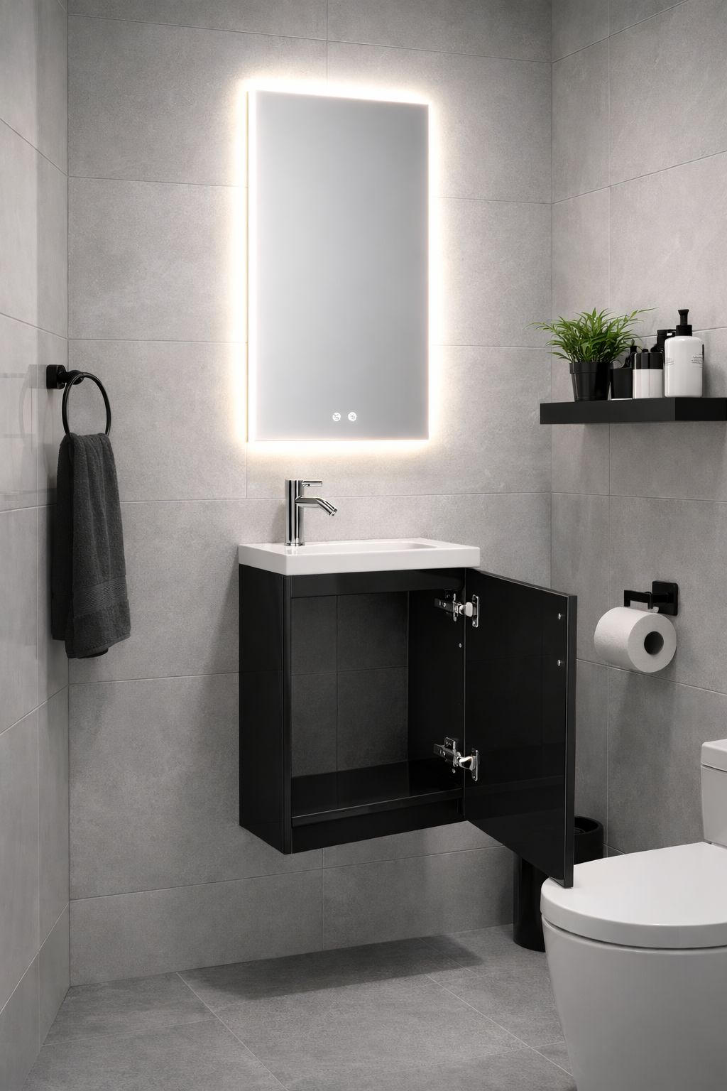 Set mobilier baie, PVC, 40x20x55cm, negru    RVH24-400B