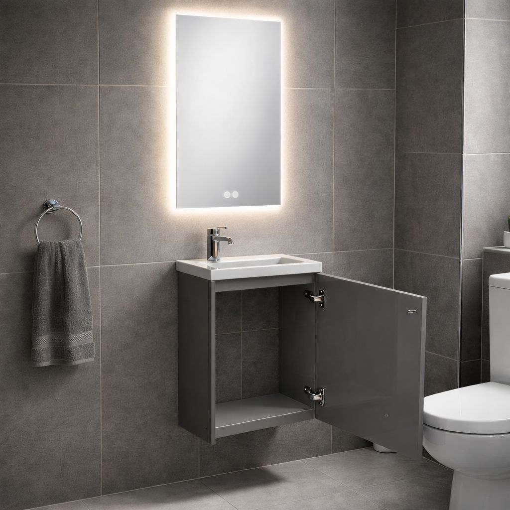 Set mobilier baie, PVC, 40x20x55cm, gri    RVH24-400G