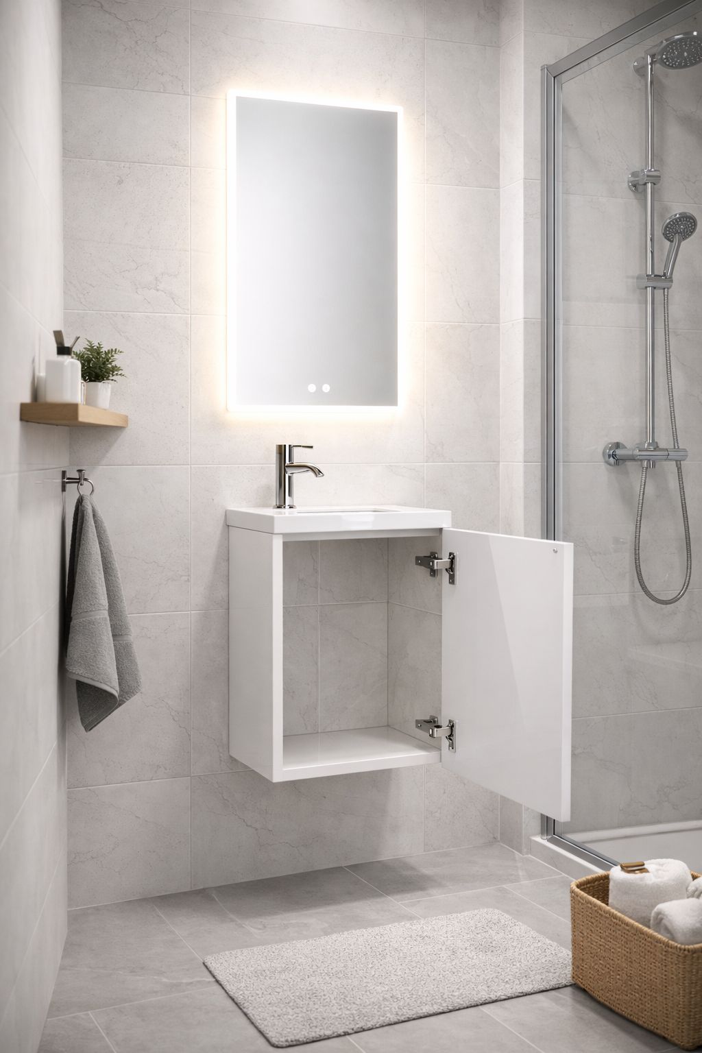 Set mobilier baie, PVC, 40x20x55cm, alb     RVH24-400W