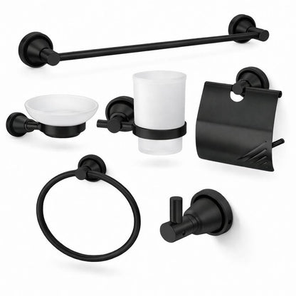 Set 6 piese accesorii baie, aluminiu, negru RV888832