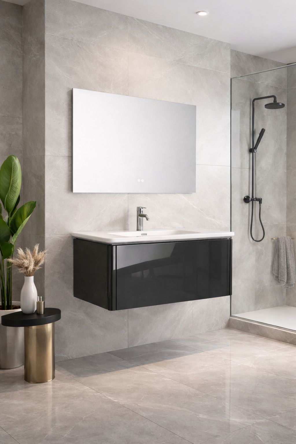 Set mobilier baie, PVC, 80x46x45cm, negru     RVC2004B