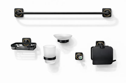 Set 6 piese accesorii baie, alama, negru RV888836