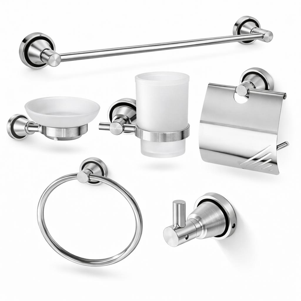 Set 6 piese accesorii baie, aluminiu, crom RV888831