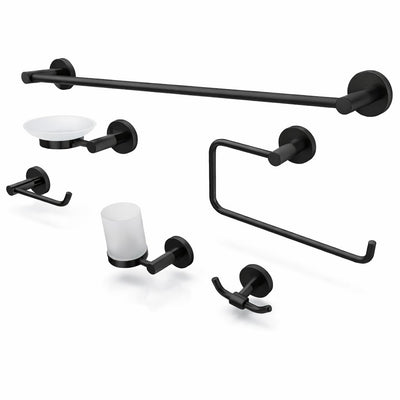Set 6 piese accesorii baie, alama, negru RV888830