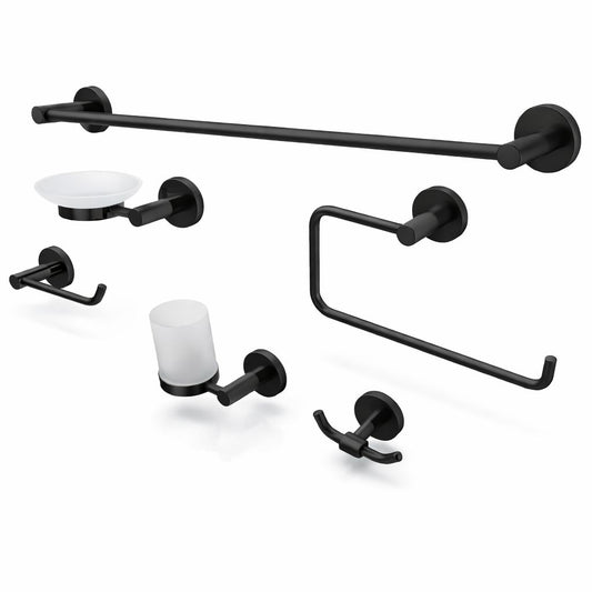 Set 6 piese accesorii baie, alama, negru RV888830