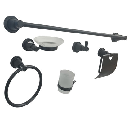 Set 6 piese accesorii baie, aluminiu, negru RV888832