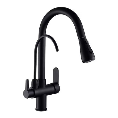 Baterie de bucatarie, alama, 3 cai, extractabila, negru RV1129B