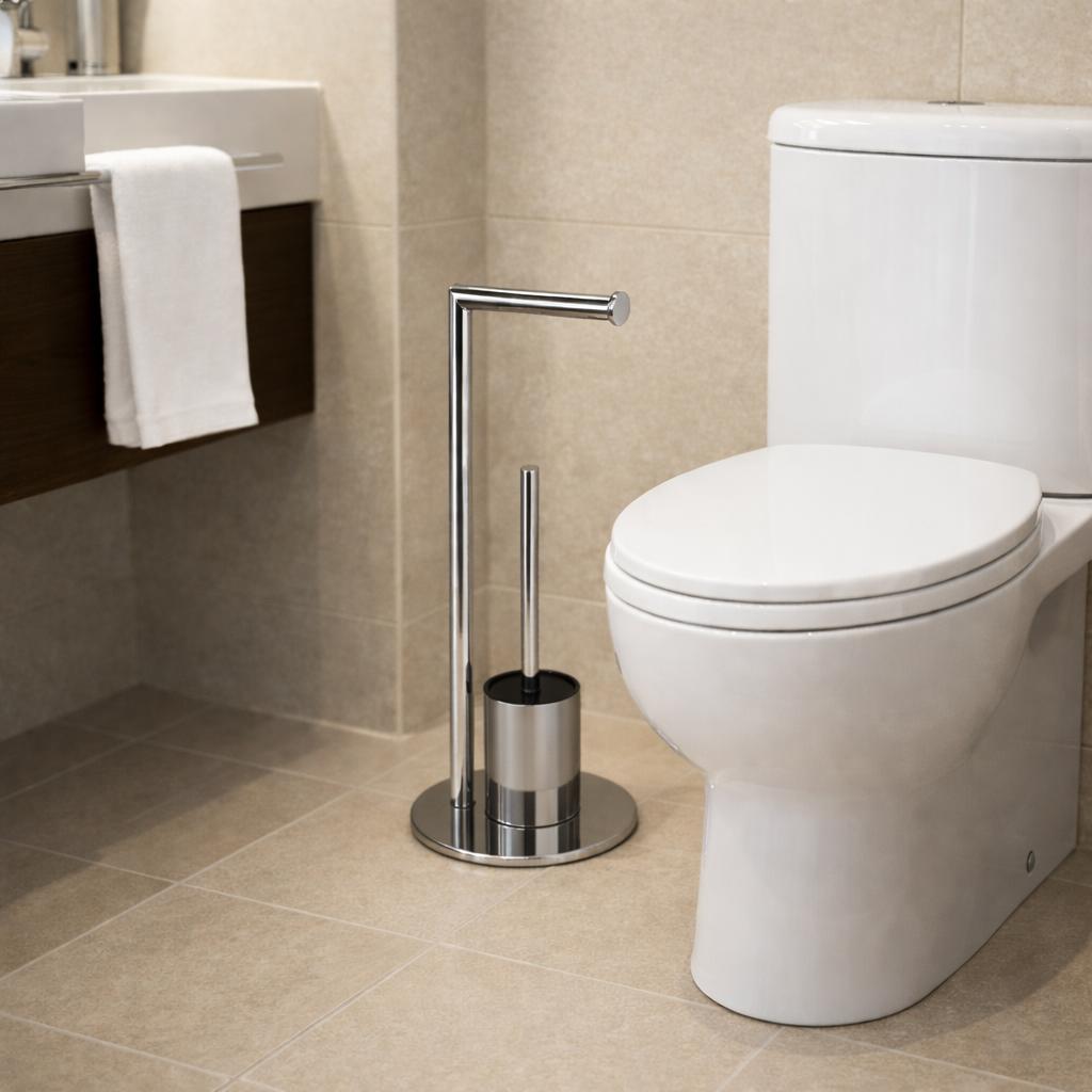 Suport hartie igienica cu perie wc, otel inxidabil, crom RV8888164C