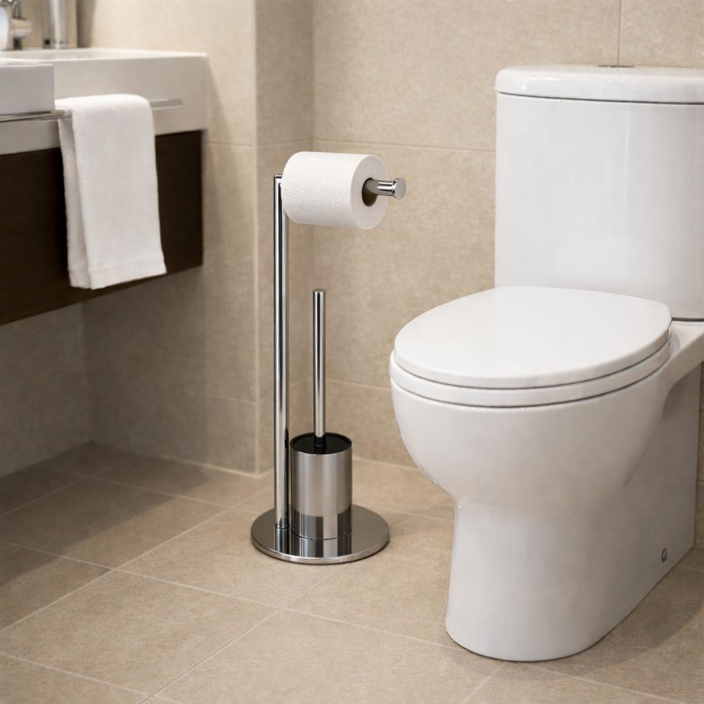 Suport hartie igienica cu perie wc, otel inxidabil, crom RV8888164C