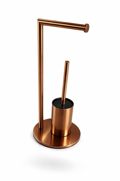 Suport hartie igienica cu perie wc, otel inxidabil, rose-gold RV8888164R
