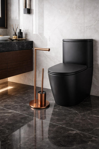 Suport hartie igienica cu perie wc, otel inxidabil, rose-gold RV8888164R