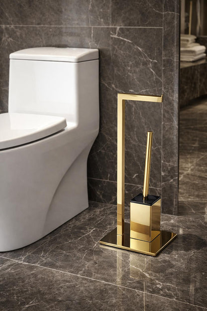 Suport hartie igienica cu perie wc, otel inxidabil, auriu lucios RV8888165GOLD