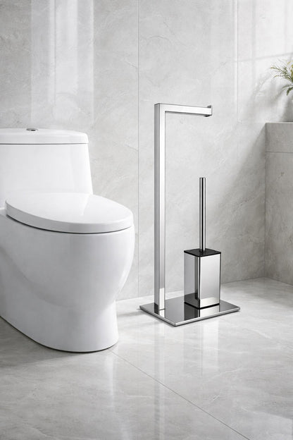 Suport hartie igienica cu perie wc, otel inxidabil, crom RV8888165C