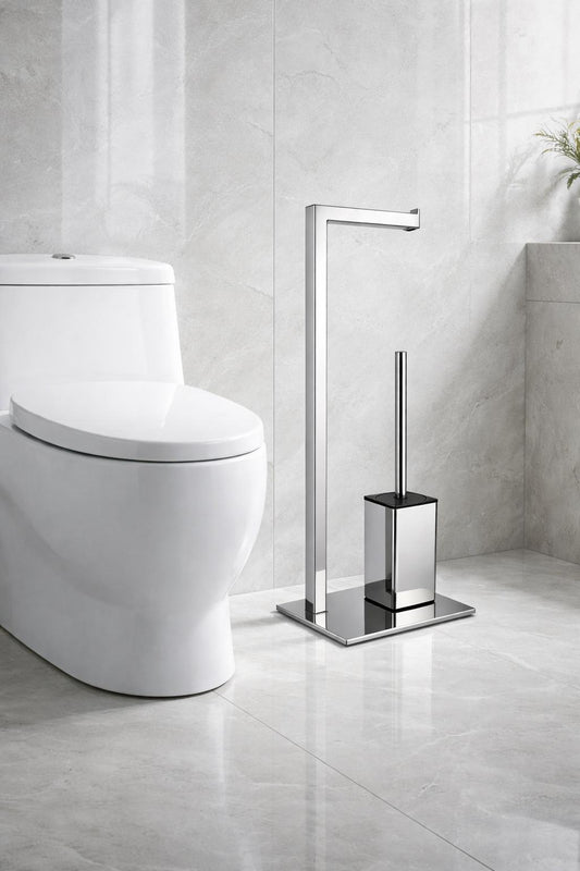 Suport hartie igienica cu perie wc, otel inxidabil, crom RV8888165C